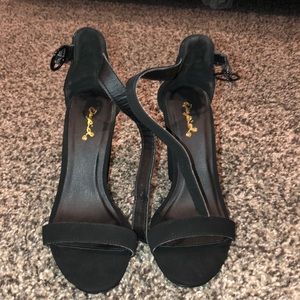 Black ankle strap heels